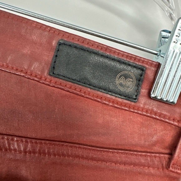 AG Adriano Goldschmied Faux Red Leather The Legging Ankle Wine Jean 28 R - Picture 6 of 7